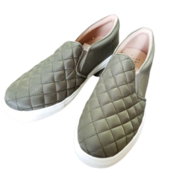 army green slip on shoes